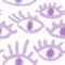 Seamless hand drawn pattern with purple evil third eye, traditional ethnic evil protection background. Pastel open eye