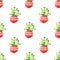 Seamless hand drawn pattern with watercolor cactuses with clipping mask