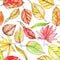 Seamless hand drawn repeated autumn pattern
