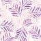 Seamless hand drawn tropic exotic vector pattern. Leaves with texture in lila and pink. Good for wallpaper, wrapping, textile.