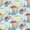 Seamless handdrawn vector pattern. Cakes and