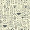 Seamless hands drawn spring pattern with grass and flowers