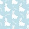 Seamless hare pattern. Cute little Bunny on a blue background. Cute rabbit design for fabric and decor
