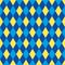 Seamless harlequin pattern background in blue and yellow.