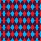 Seamless harlequin pattern background in red, blue and purple.