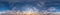 Seamless hdri panorama 360 degrees angle view blue pink evening sky with beautiful clouds before sunset with zenith for use in 3d