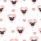 Seamless heart pattern with cute sheep. Baby print