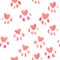 Seamless heart paws traces pattern, watercolor with clipping mask, love animals conception