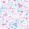 Seamless Hearts & Stars Sketchy Doodles Pattern