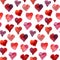 Seamless hearts watercolor pattern