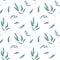 Seamless herbal pattern with leaves. Watercolor illustration