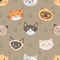 Seamless hipster cats pattern background