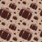 Seamless hipster pattern with retro suitcase