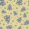 Seamless holiday openwork blue pattern from christmas tree on the yellow