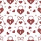 Seamless holiday pattern. Hearts, lock, keys