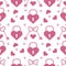 Seamless holiday pattern. Hearts, lock, keys