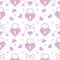 Seamless holiday pattern. Hearts, lock, keys