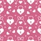 Seamless holiday pattern. Hearts, lock, keys