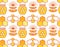 Seamless honey pattern with stroked beekeeping signs