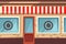 Seamless horizontal background with street cafe, bakery or coffee shop. Vector cartoon illustration of city building