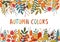 Seamless horizontal banner with autumn colorful plants