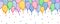 Seamless horizontal decoration with colorful balloons with confetti without background, naive and simple decorative motif, party w