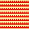 Seamless horizontal striped pattern. Repeated red embattled lines on yellow background. Heraldry motif. Abstract