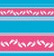 Seamless horizontal striped pattern with scattered baby feet motif