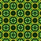 Seamless illustrated pattern made of abstract elements in green and yellow