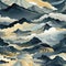 Seamless illustration of mountains and clouds in dark, foreboding colors (tiled)