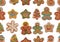 Seamless image of colorful gingerbread cookies