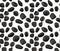 Seamless image of photographed black polished pebbles on white background.