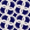 Seamless indigo circle texture. Blue woven boro cotton dyed effect background. Japan repeat batik resist pattern. Asian