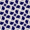 Seamless indigo circle texture. Blue woven boro cotton dyed effect background. Japan repeat batik resist pattern. Asian