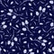Seamless indigo dyed bandana texture. Blue dark woven cotton effect background. Repeat Indonesian batik resist pattern