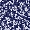 Seamless indigo mottled texture. Blue woven boro cotton dyed effect background. Japanese repeat batik resist pattern