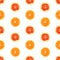 Seamless infinity pattern of isolated slices of grapefruit and orange.