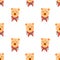 Seamless isolated pattern with orange hand drawn bear hear silhouettes. White background