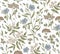 Seamless Jasmine Hemlock pattern isolated flowers Vintage background Linum Flax Wallpaper Drawing engraving Vector Illustration