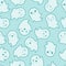 Seamless kawaii cartoon pattern with cute ghosts