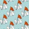 Seamless kawaii cat is holding the flag and friends pattern