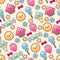 Seamless kawaii child pattern with cute doodles