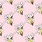 Seamless kawaii panda is riding motorcycle with friends pattern