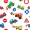 Seamless kids cars pattern