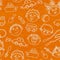 Seamless kids faces and toys pattern background