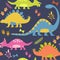 Seamless kids pattern with dinosaurs , fossils, footprints.