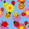 Seamless ladybugs and flowers.