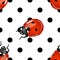 Seamless ladybugs and polka dots pattern