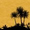 Seamless Landscape, Palms and Plants Silhouettes