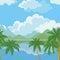 Seamless landscape, sea and palm trees